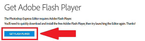 「Get Adobe Flash Player」画面