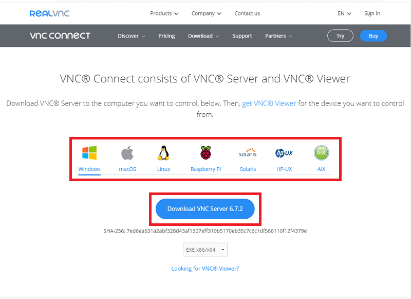 VNC Serverのダウンロード