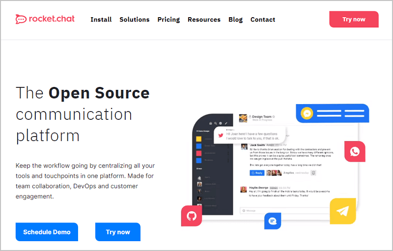 Rocket Chat Slack風のビジネスチャット Freesoftconcierge